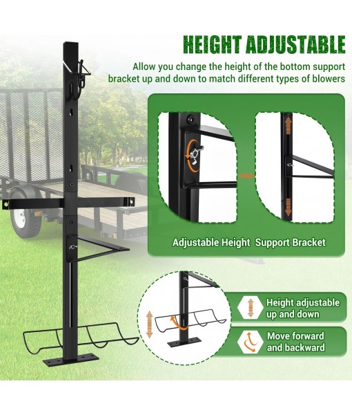 CAROD Backpack Blower Rack for Trailer, Steel Leaf Backpack Blower Holder for Open and Enclosed Lawn Landscape Trailer Truck, Height Adjustable Holding Base Fit 16-25 Blowers