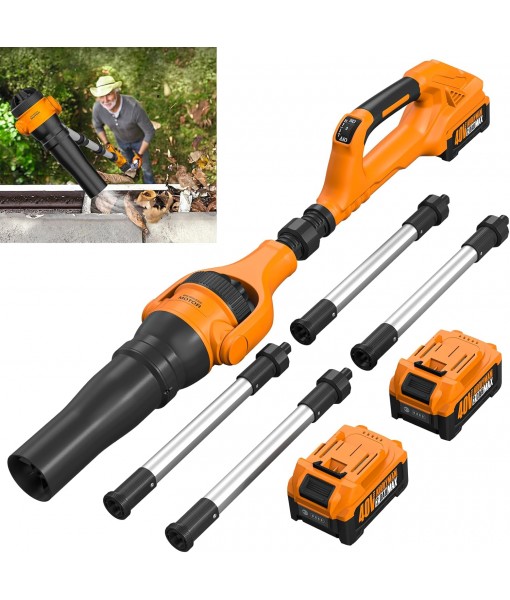 Roof Gutter Cleaning from The Ground, 40V Leaf Blowers Cordless, 580CFM/180MPH with 2 Batteries and Charger, Brushless 2-Speed Motor for Gutter Cleaning Extension Attachment Kit for Garden,House