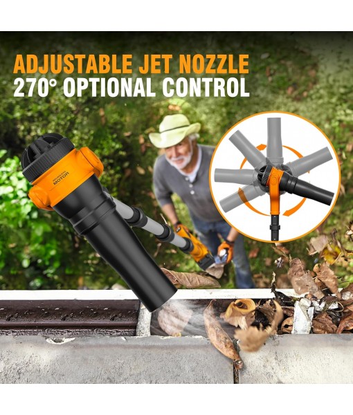 Roof Gutter Cleaning from The Ground, 40V Leaf Blowers Cordless, 580CFM/180MPH with 2 Batteries and Charger, Brushless 2-Speed Motor for Gutter Cleaning Extension Attachment Kit for Garden,House
