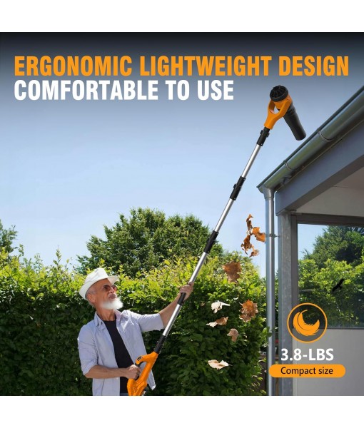Roof Gutter Cleaning from The Ground, 40V Leaf Blowers Cordless, 580CFM/180MPH with 2 Batteries and Charger, Brushless 2-Speed Motor for Gutter Cleaning Extension Attachment Kit for Garden,House