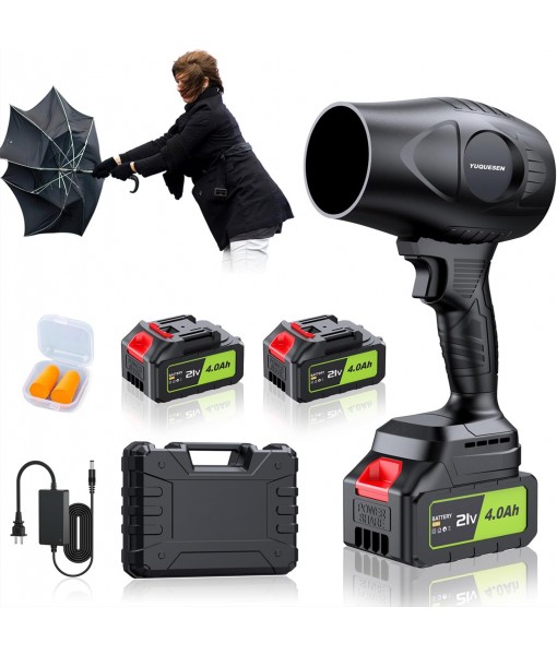 980,000 RPM Cordless Leaf Blower - 21V Electric Handheld Leaf Blower with 2×4.0Ah Batteries & Fast Charger - Lightweight for Patio, Lawn, Yard, Deck Cleaning