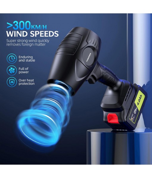 980,000 RPM Cordless Leaf Blower - 21V Electric Handheld Leaf Blower with 2×4.0Ah Batteries & Fast Charger - Lightweight for Patio, Lawn, Yard, Deck Cleaning