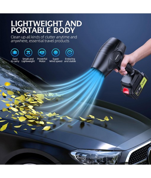 980,000 RPM Cordless Leaf Blower - 21V Electric Handheld Leaf Blower with 2×4.0Ah Batteries & Fast Charger - Lightweight for Patio, Lawn, Yard, Deck Cleaning