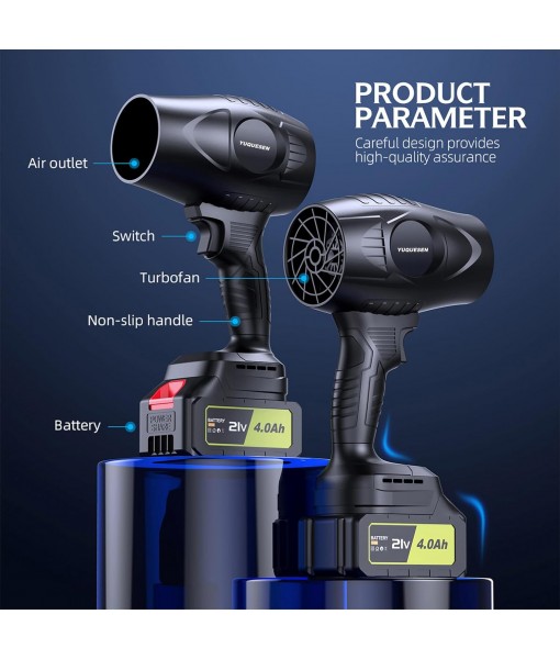 980,000 RPM Cordless Leaf Blower - 21V Electric Handheld Leaf Blower with 2×4.0Ah Batteries & Fast Charger - Lightweight for Patio, Lawn, Yard, Deck Cleaning