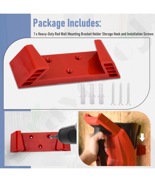 Wall Mount for Milwaukee M18 Blower - Only Fits Model 3017-20 & 3017-21 Leaf Blower Heavy-Duty Wall Mounting Bracket, Holder Storage Hook with Installation Screws