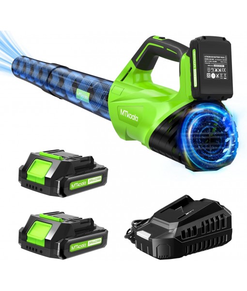 2025 Upgrade Leaf Blower, Leaf Blower Cordless with 2 * 2.6AH Batteries and Fast Charger, 450CFM &150MPH and 2 Speed Mode, Lightweight Electric Leaf Blowers for Lawn,Yard, Leaves, Dust,Snow Care