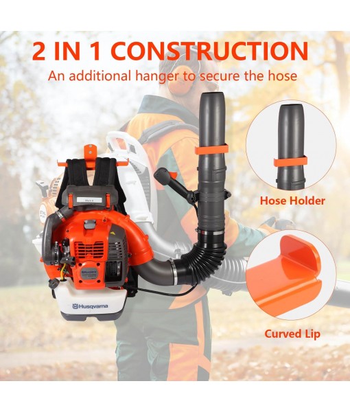 Backpack Blower Rack with Hose Holder - Heavy Duty Backpack Sprayer Wall Mount with Dual-Sided Hooks, Space-Saving Backpack Hanger for Weed Eater, Hedge Trimmer and Chain Saw, 330lbs Load Capacity