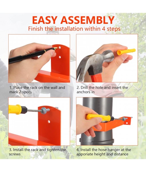 Backpack Blower Rack with Hose Holder - Heavy Duty Backpack Sprayer Wall Mount with Dual-Sided Hooks, Space-Saving Backpack Hanger for Weed Eater, Hedge Trimmer and Chain Saw, 330lbs Load Capacity