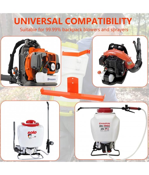 Backpack Blower Rack with Hose Holder - Heavy Duty Backpack Sprayer Wall Mount with Dual-Sided Hooks, Space-Saving Backpack Hanger for Weed Eater, Hedge Trimmer and Chain Saw, 330lbs Load Capacity