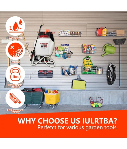 Backpack Blower Rack with Hose Holder - Heavy Duty Backpack Sprayer Wall Mount with Dual-Sided Hooks, Space-Saving Backpack Hanger for Weed Eater, Hedge Trimmer and Chain Saw, 330lbs Load Capacity