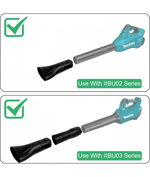 NOVINO 191B21-6 191L13-5 Adapter Pipe & 197889-6 Flat End Nozzle for Makita Blower XBU02Z- Makita X2 36V Hand Held & XBU03-18V Brushless Cordless Leaf Blower