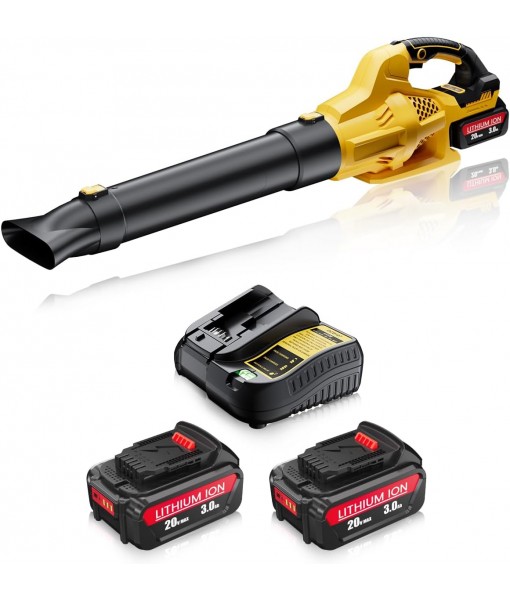 Leaf Blower Cordless Compatible with Dewalt 20V Max Battery, Electric Cordless Leaf Blower with 2× 3.0Ah Batteries and Charger,6 Speed Levels & 500CFM,Blowers for Blowing Leaves, Lawn Care and Dust