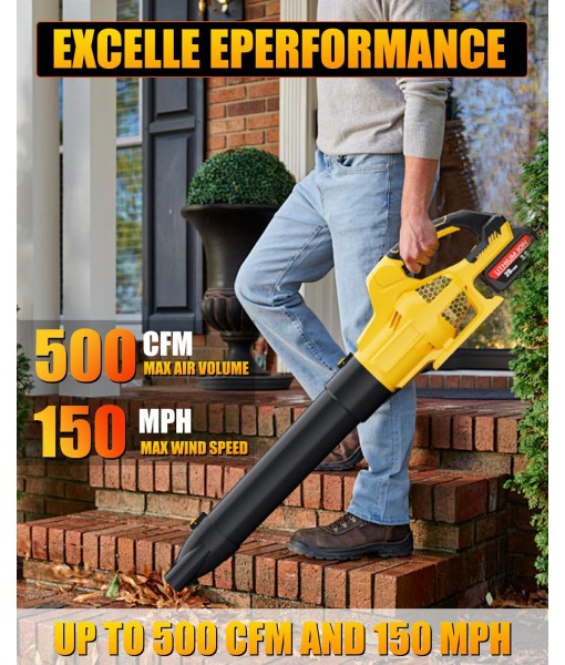 Leaf Blower Cordless Compatible with Dewalt 20V Max Battery, Electric Cordless Leaf Blower with 2× 3.0Ah Batteries and Charger,6 Speed Levels & 500CFM,Blowers for Blowing Leaves, Lawn Care and Dust