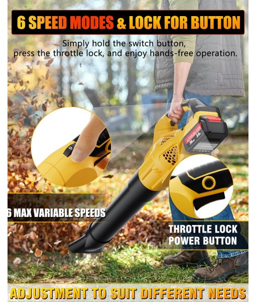 Leaf Blower Cordless Compatible with Dewalt 20V Max Battery, Electric Cordless Leaf Blower with 2× 3.0Ah Batteries and Charger,6 Speed Levels & 500CFM,Blowers for Blowing Leaves, Lawn Care and Dust