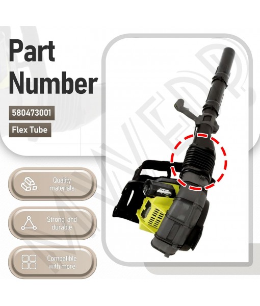 580473001 Replacement Blower Bellows Flex Tube for Ryobi RY38BP 38cc backpack blower and 40 Volt Blower Models RY40404NV, RY40440, RY40404, Fits Models 308054129, 310816015, 309266005