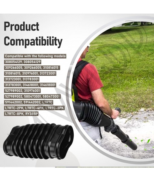 580473001 Replacement Blower Bellows Flex Tube for Ryobi RY38BP 38cc backpack blower and 40 Volt Blower Models RY40404NV, RY40440, RY40404, Fits Models 308054129, 310816015, 309266005
