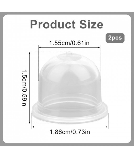 2pcs Carburetor Primer Bulbs Replacement, Transparent Plastic Chainsaw Carburetor Fuel Primer Bulb Pump Bulbs Compatible with Homelite Ryobi Walbro Gas Trimmer Blower Brush Cutter