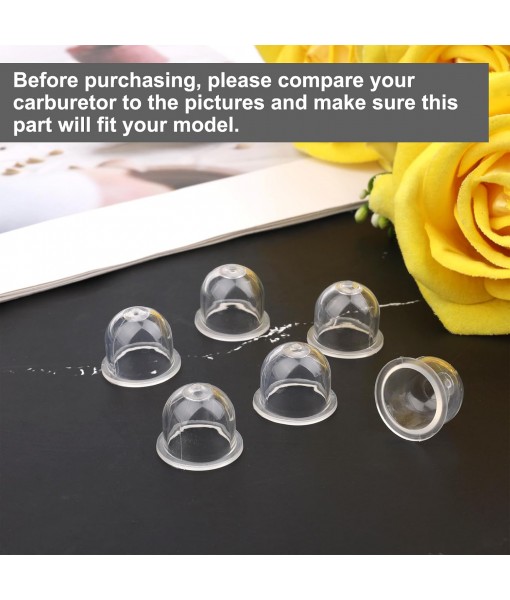 2pcs Carburetor Primer Bulbs Replacement, Transparent Plastic Chainsaw Carburetor Fuel Primer Bulb Pump Bulbs Compatible with Homelite Ryobi Walbro Gas Trimmer Blower Brush Cutter