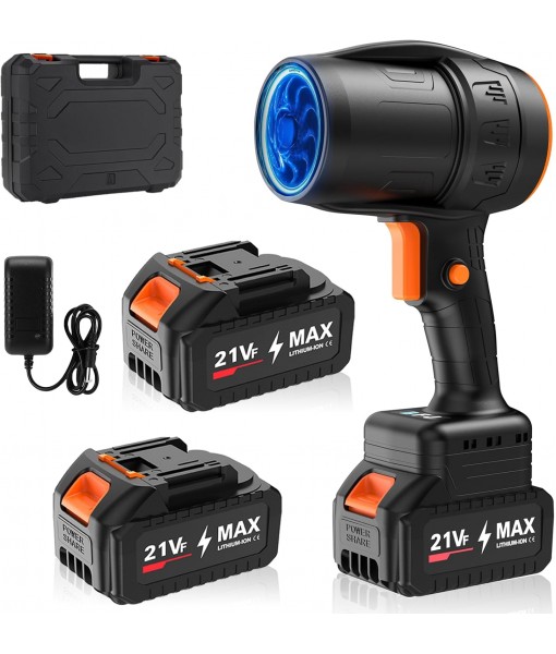 Handheld Electric Cordless Leaf Blower – 500,000RPM Mini Turbo Jet Blower with 2×4.0Ah Batteries & Charger, Lightweight for Patio, Lawn, Garage Cleaning (Black)