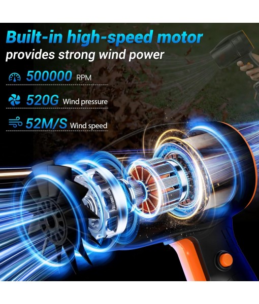 Handheld Electric Cordless Leaf Blower – 500,000RPM Mini Turbo Jet Blower with 2×4.0Ah Batteries & Charger, Lightweight for Patio, Lawn, Garage Cleaning (Black)