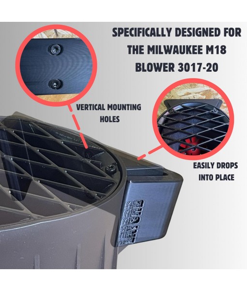 Wall Mount for Milwaukee M18 Leaf Blower | Only Compatible with Models 3017-20 or 3017-21 | Heavy-Duty Black Wall Mounting Bracket Holder Storage Hook with Included Hardware