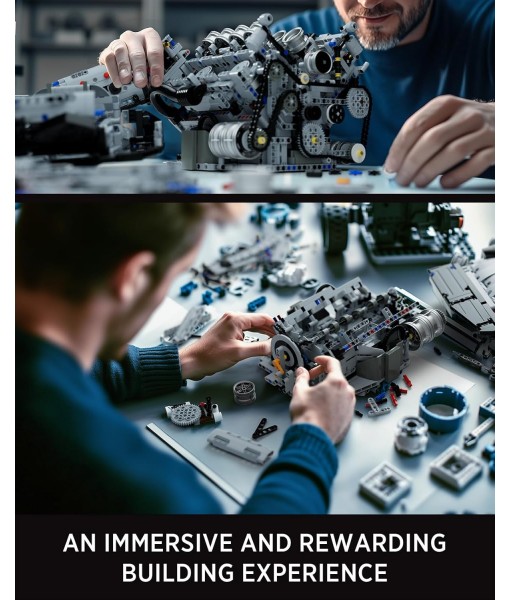 Nifeliz V8 Engine Building Set, Exclusive Advanced Collector's Engine Model, Physical Science Experiment Toy for Adults, Home or Office Décor (2725 PCS, NF10287)