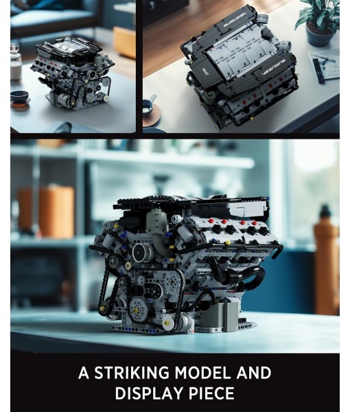Nifeliz V8 Engine Building Set, Exclusive Advanced Collector's Engine Model, Physical Science Experiment Toy for Adults, Home or Office Décor (2725 PCS, NF10287)