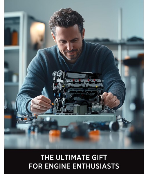 Nifeliz V8 Engine Building Set, Exclusive Advanced Collector's Engine Model, Physical Science Experiment Toy for Adults, Home or Office Décor (2725 PCS, NF10287)