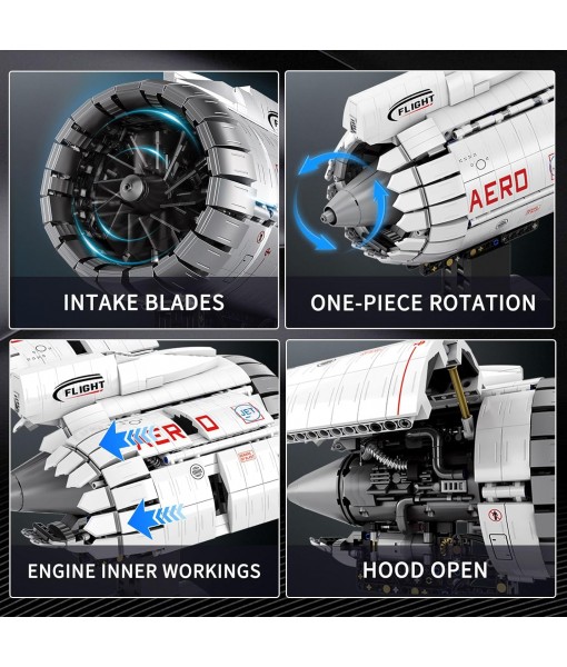 HIGH GODO Aircraft Engine Building Kit That Works, Aircraft Turbofan Engine Model Kit with Motor, Build Your Own Engine Kit, STEM Project for Teens Adults 14+ (1786 PCS)