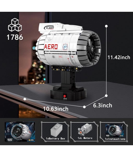 HIGH GODO Aircraft Engine Building Kit That Works, Aircraft Turbofan Engine Model Kit with Motor, Build Your Own Engine Kit, STEM Project for Teens Adults 14+ (1786 PCS)