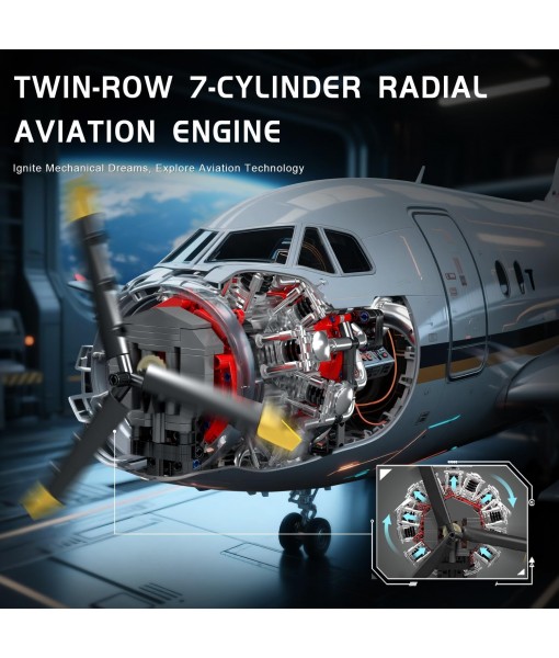 Mould King Aircraft Engine Building Blocks Set - Mini Radial Aviation Engine Model Kit with Motor, 7-Cylinder Engine Engineering Building Kits, DIY STEM Construction Toys for Adults (1147 PCS)