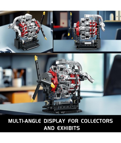 Mould King Aircraft Engine Building Blocks Set - Mini Radial Aviation Engine Model Kit with Motor, 7-Cylinder Engine Engineering Building Kits, DIY STEM Construction Toys for Adults (1147 PCS)