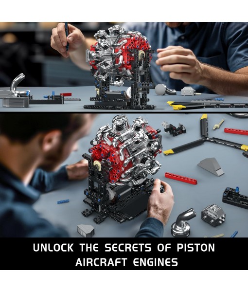 Mould King Aircraft Engine Building Blocks Set - Mini Radial Aviation Engine Model Kit with Motor, 7-Cylinder Engine Engineering Building Kits, DIY STEM Construction Toys for Adults (1147 PCS)
