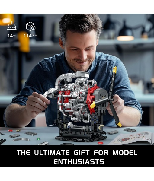 Mould King Aircraft Engine Building Blocks Set - Mini Radial Aviation Engine Model Kit with Motor, 7-Cylinder Engine Engineering Building Kits, DIY STEM Construction Toys for Adults (1147 PCS)