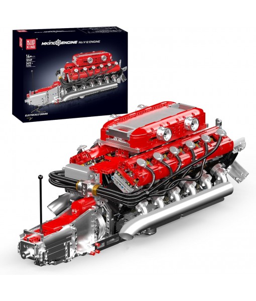 Mould King V12 Engine Model Kit That Runs, MOC Engineering Model Building Kit with Battery and Motor, 3472 PCS STEM Engineering Building Blocks for Adults