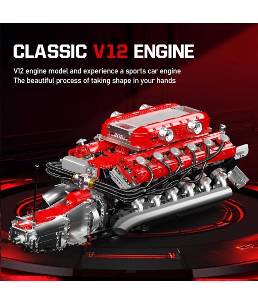 Mould King V12 Engine Model Kit That Runs, MOC Engineering Model Building Kit with Battery and Motor, 3472 PCS STEM Engineering Building Blocks for Adults