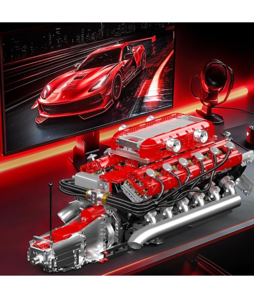 Mould King V12 Engine Model Kit That Runs, MOC Engineering Model Building Kit with Battery and Motor, 3472 PCS STEM Engineering Building Blocks for Adults