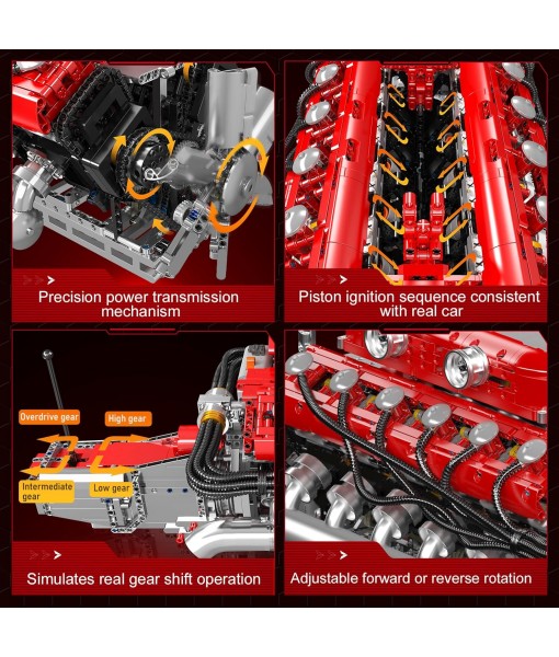 Mould King V12 Engine Model Kit That Runs, MOC Engineering Model Building Kit with Battery and Motor, 3472 PCS STEM Engineering Building Blocks for Adults