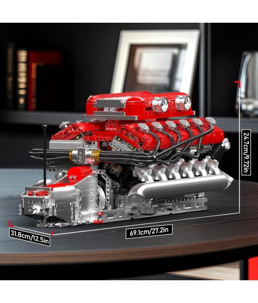 Mould King V12 Engine Model Kit That Runs, MOC Engineering Model Building Kit with Battery and Motor, 3472 PCS STEM Engineering Building Blocks for Adults