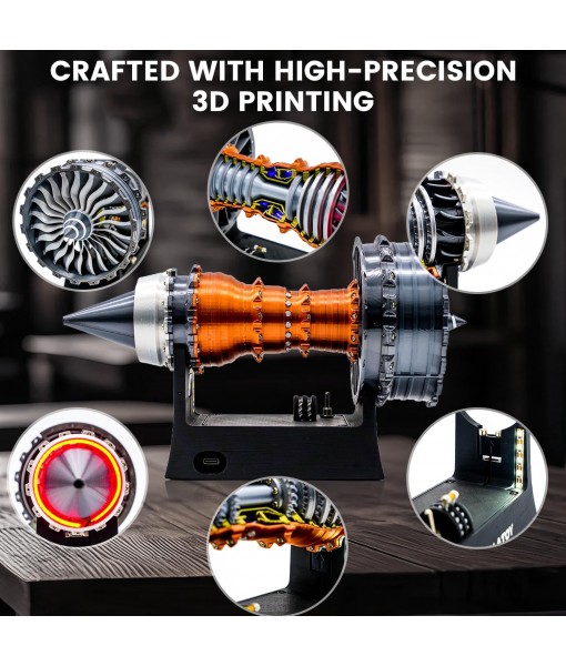 TR900 Turbofan Engine Model Kit – 1:20 Scale Turbojet Aircraft Engine – 3D Printed Mechanical Science Education Toy Aviation Enthusiast Gift – Deluxe Version (Finished)