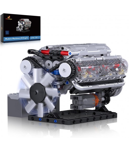 JMBricklayer V8 Engine Building Sets for Adults, Technic Electric Engine Model Kit with Motor and Battery Box, STEM Scale Model Building Toy Set, Ideal Gift for Adult
