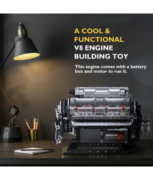 JMBricklayer V8 Engine Building Sets for Adults, Technic Electric Engine Model Kit with Motor and Battery Box, STEM Scale Model Building Toy Set, Ideal Gift for Adult