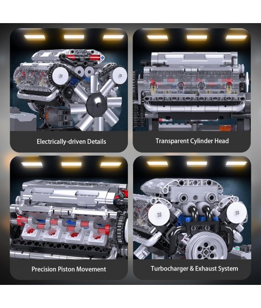 JMBricklayer V8 Engine Building Sets for Adults, Technic Electric Engine Model Kit with Motor and Battery Box, STEM Scale Model Building Toy Set, Ideal Gift for Adult