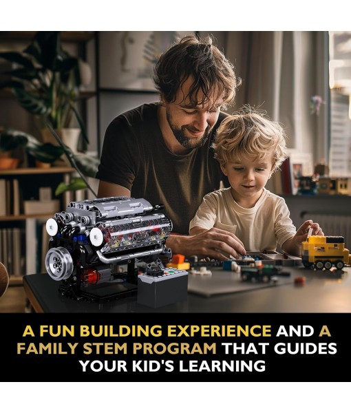 JMBricklayer V8 Engine Building Sets for Adults, Technic Electric Engine Model Kit with Motor and Battery Box, STEM Scale Model Building Toy Set, Ideal Gift for Adult