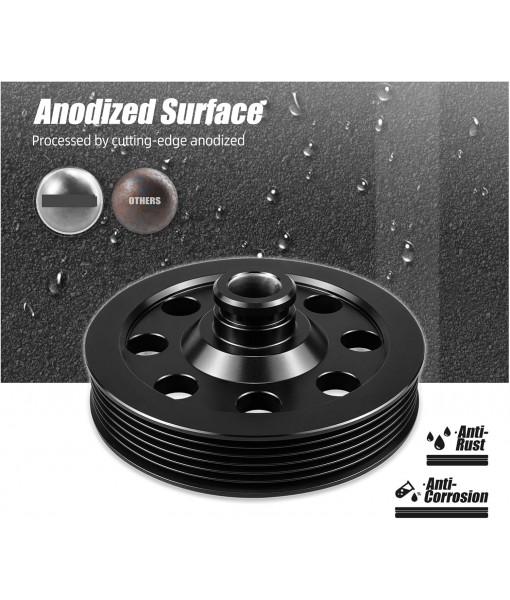 Small Diameter Billet Aluminum 5 Pulley Compatible For Power Steering Compatible With LS Vortec 4.3L 4.8L 5.3L 5.7L 6.0L 6.2L Engine Model