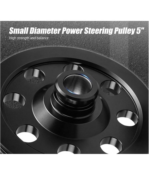 Small Diameter Billet Aluminum 5 Pulley Compatible For Power Steering Compatible With LS Vortec 4.3L 4.8L 5.3L 5.7L 6.0L 6.2L Engine Model