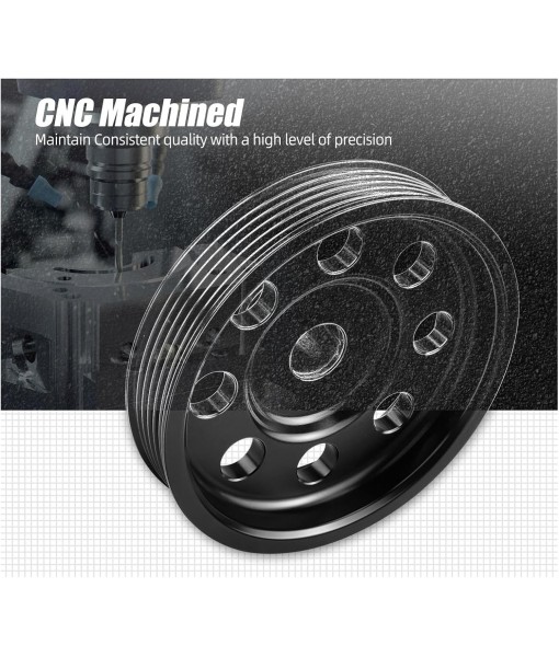 Small Diameter Billet Aluminum 5 Pulley Compatible For Power Steering Compatible With LS Vortec 4.3L 4.8L 5.3L 5.7L 6.0L 6.2L Engine Model