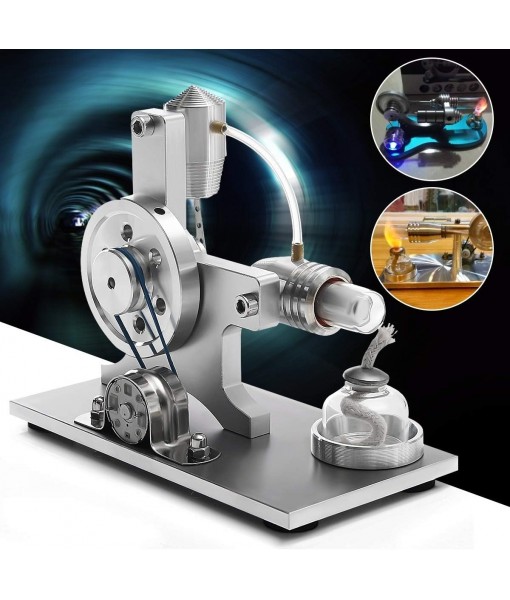 Hot Air Stirling Motor Power Generator Alpha Engine Model Educational Physics Experiment Kit (A)