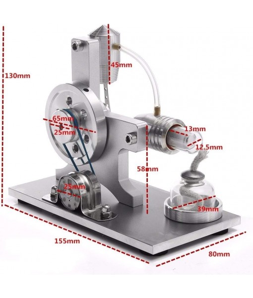 Hot Air Stirling Motor Power Generator Alpha Engine Model Educational Physics Experiment Kit (A)