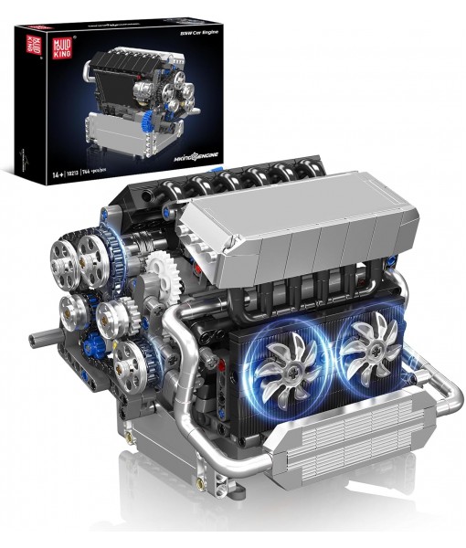 Mould King 10213 Car Engine Building Sets, Intelligent Chip Drive Engine Model Kit That Runs, Build Your Own STEM V8 Engine Model Toys for Age 14+/Adults Collections Home or Office Décor (744+ PCS)